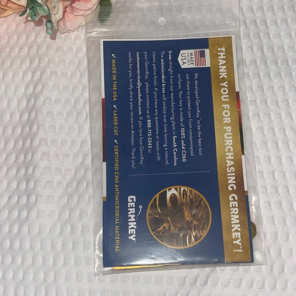 New Original Germ Key From Antimicrobial Brass Made In USA Attaches To Keychain